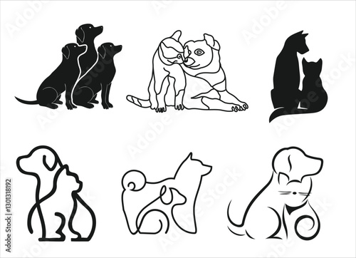 dogs cat pets care logo design	