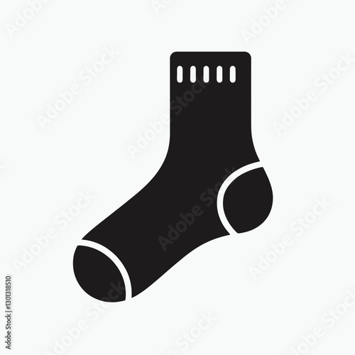 very simple flat and single minimalist Socks Silhouette in black on a white background