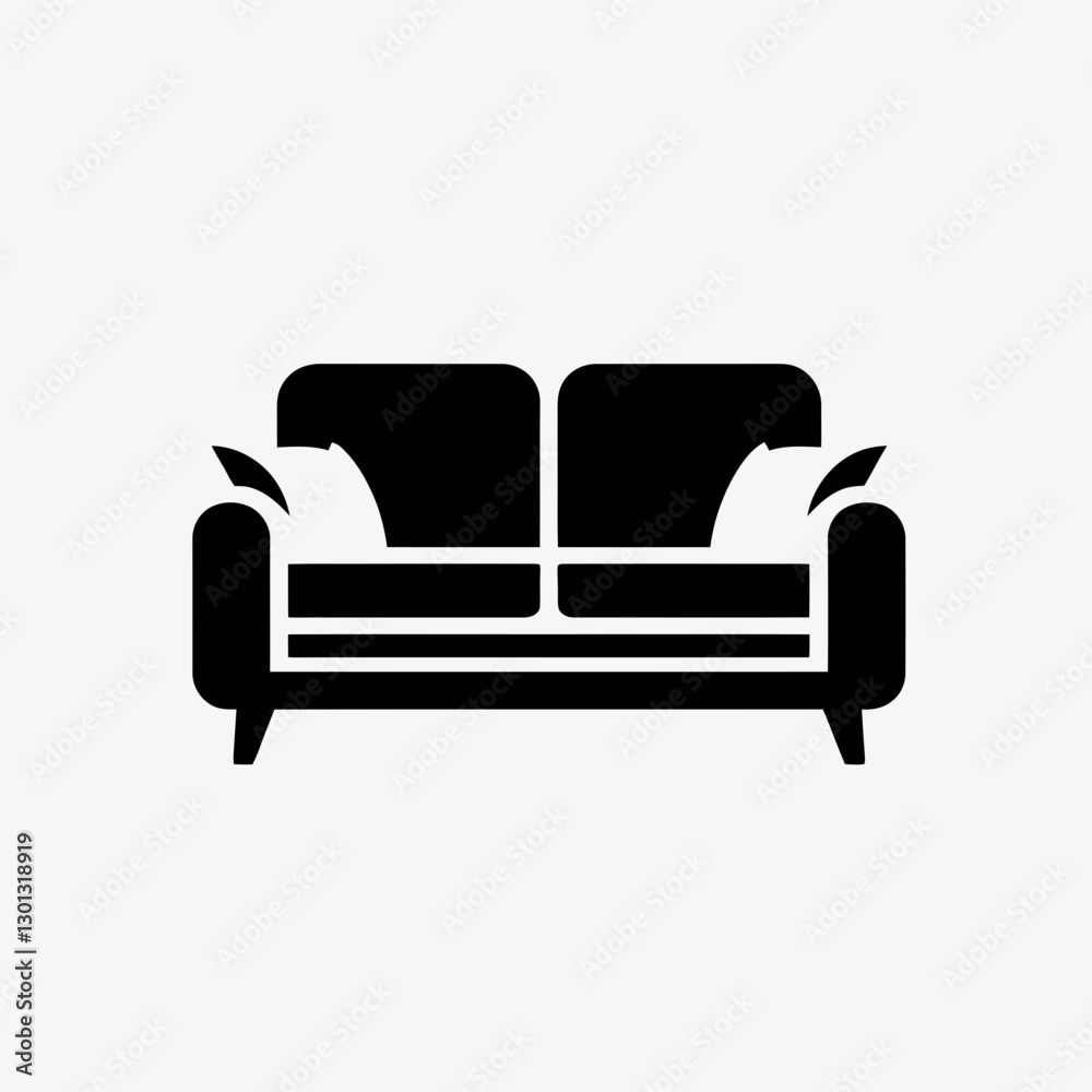 very simple flat and single minimalist Sofa Silhouette in black on a white background very simple flat and single minimalist Sofa Silhouette in black on a white background