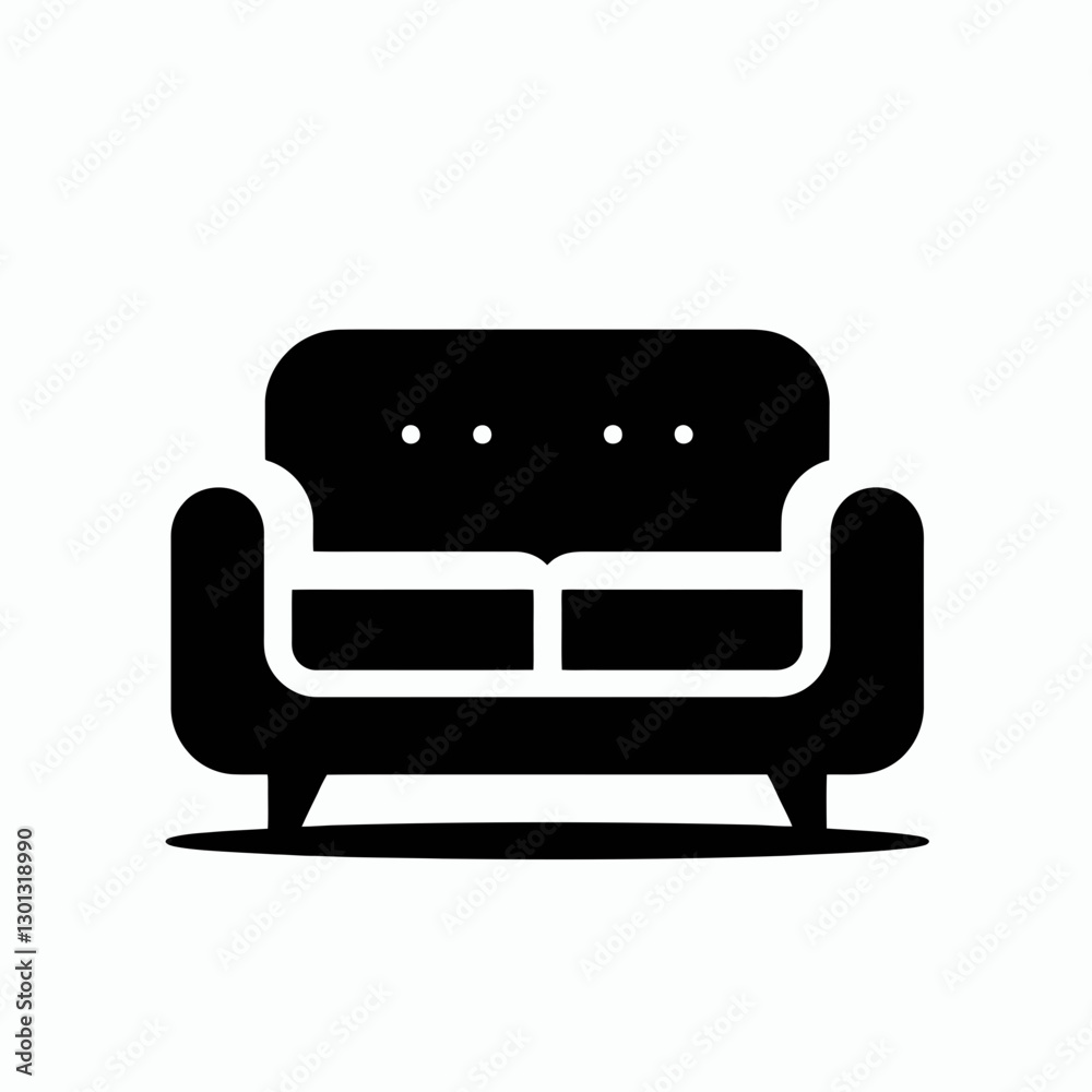 very simple flat and single minimalist Sofa Silhouette in black on a white background very simple flat and single minimalist Sofa Silhouette in black on a white background