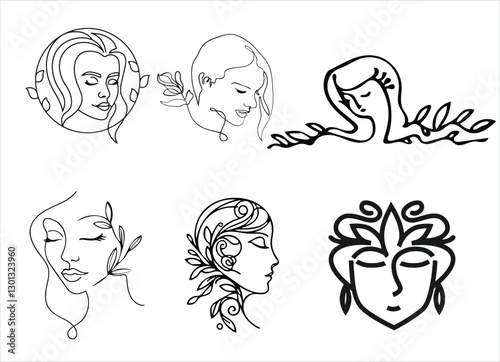 Beauty woman line art luxury creative flower beauty skin care minimalist logo design	