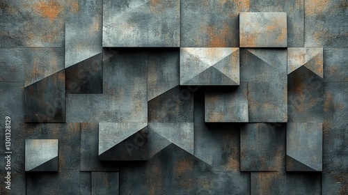 Closeup of geometric gray urban wall texture, a modern pattern for wallpaper design, creating a creative urban city background with an abstract open composition in a minimal geometric style with solid
