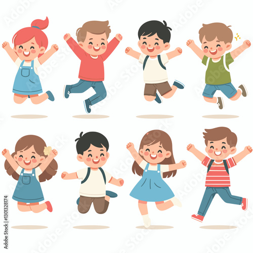 Jumping Kids: Cartoon Collection of Happy Children