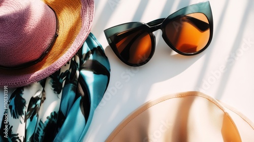 Creative Flat Lay of Fashion Accessories on White Background