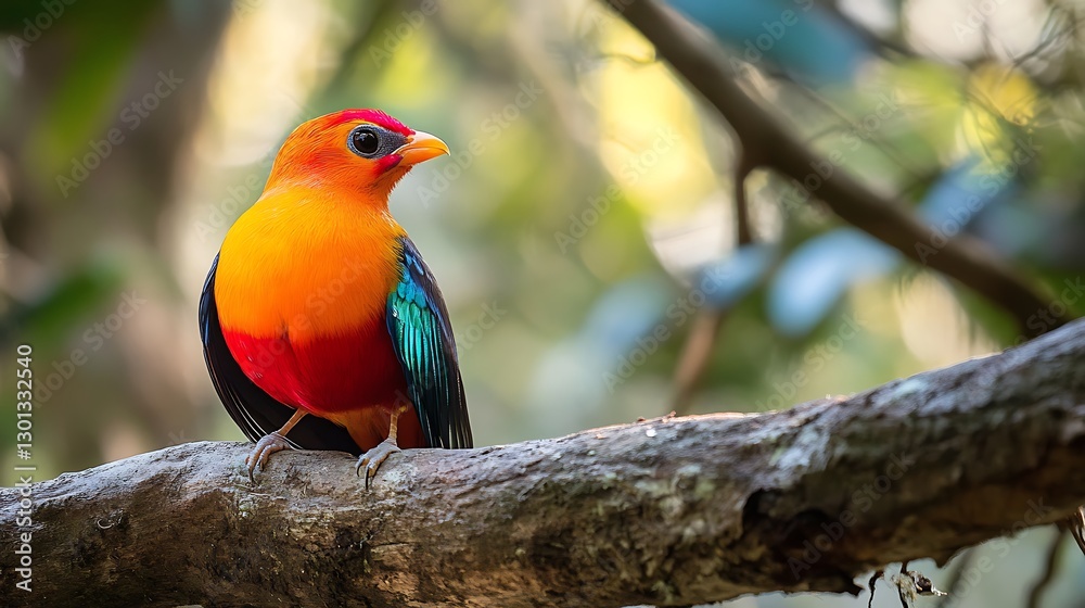 Naklejka premium A Colorful Tropical Bird Perched on a Branch