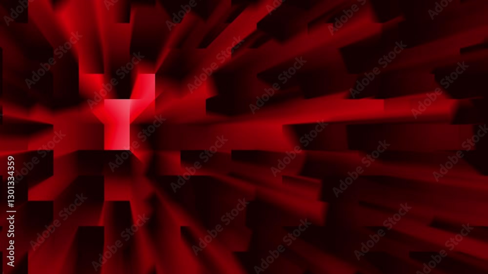 Abstract red 3d pixelated light burst animation