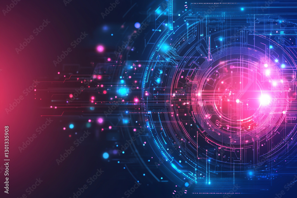 Obraz premium Abstract digital background with circuit board and glowing light effects. Digital technology concept.