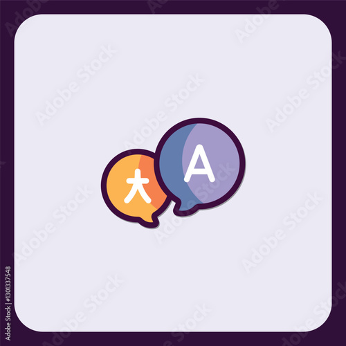 Language Learning Vector Concept with Alphabet and Asian Character Icon