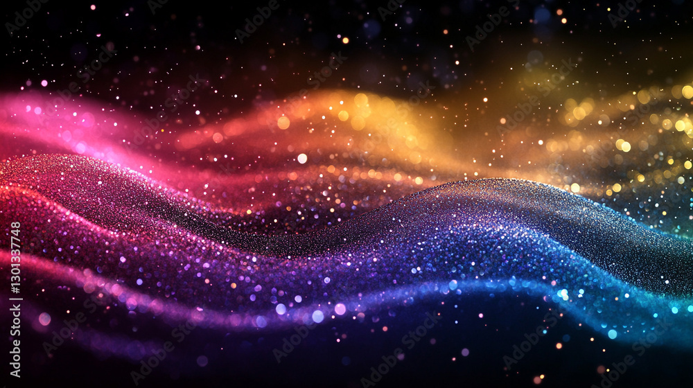 Obraz premium Gradientowe tło z brokatem, wizualizacja danych, tło technologiczne generative ai