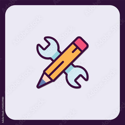 Whimsical Wrench and Pencil Icon Design for Creative Technical Solutions