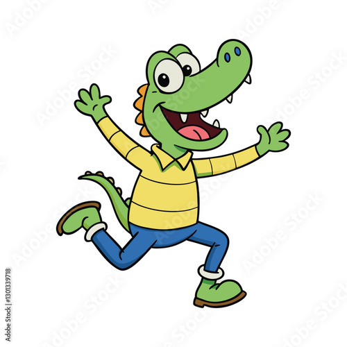 Funny crocodile dancing vector cartoon