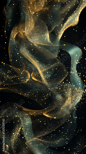 Brokatowe tło technologiczne, zielono złote, tło dla projektu reklamy, elementów biznesowych, generative ai  photo