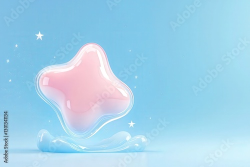 Cute scene with pink stars and fluid