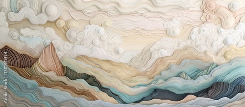 Wallpaper Mural Paper-like layered mountain landscape with soft textures and flowing shapes. Mural Marble Wallpaper Spring AI generated image Torontodigital.ca