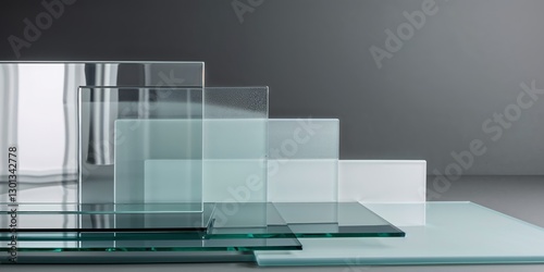 White glossy and matte glass material layer
