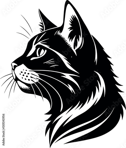 A cat head silhouette vector design