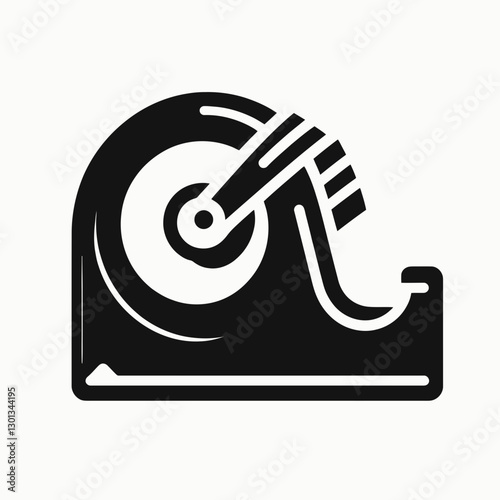 very simple flat and single minimalist Tape Dispenser Silhouette in black on a white background