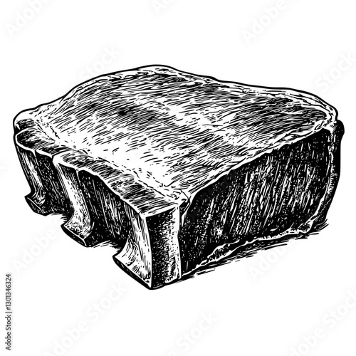 Vector engraved illustration of a detailed piece of natural stone for product design applications