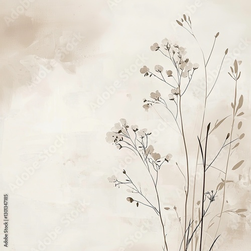 Abstract muted colors florals painting poster decoration