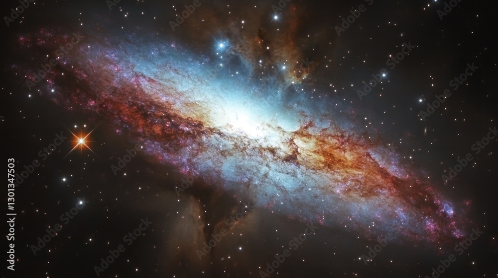 Obraz premium Spectacular Galaxy View with Stars and Cosmic Dust Formation in Deep Space