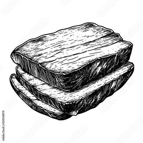 Vector engraved illustration of stacked wooden blocks for product design and creative projects