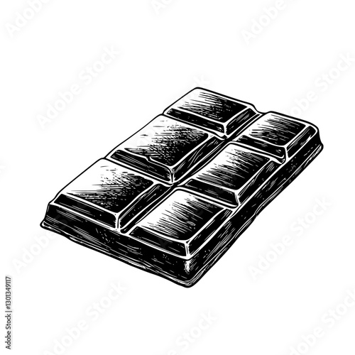 Vector engraved illustration of a chocolate bar designed for product packaging