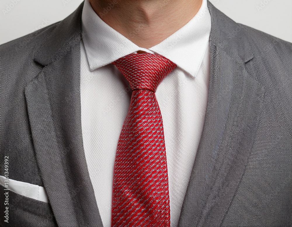 Close-up of a Tie Worn by an Elegant Man in Suit and Shirt