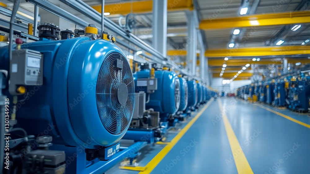 A blue machine with a fan on top A blue machine with a fan on top