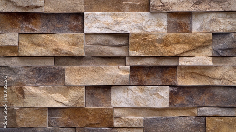 The Textured Stone Wall Displays Varied Earth Tone Colors The Textured Stone Wall Displays Varied Earth Tone Colors