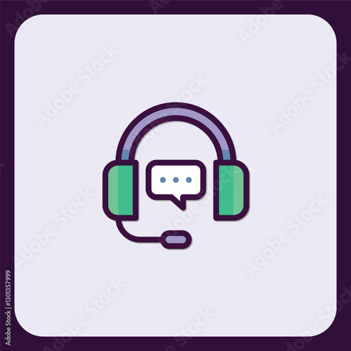 Customer service headset icon for communication and technical support