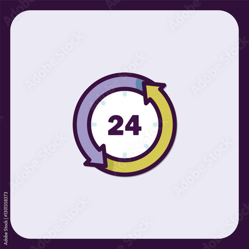 Twenty-Four Hour Service Icon Symbolizing Constant Support and Availability