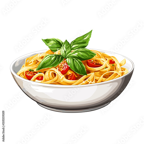 Hand-Painted Pasta Dish with Basil and Parmesan
