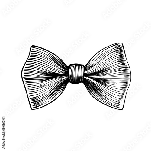 Engraved vector illustration of a classic bow tie design for elegant product applications