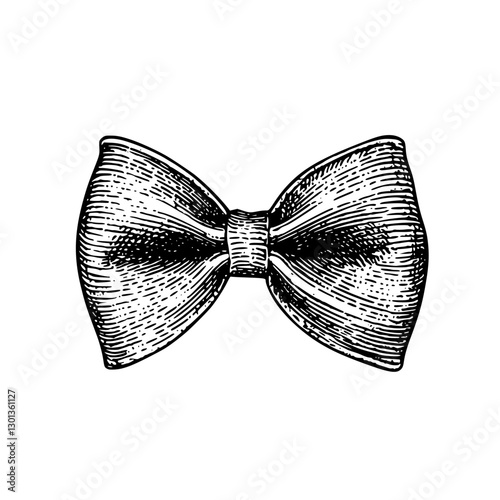 Elegant vector engraved illustration of a classic bow tie suitable for product design and branding concepts