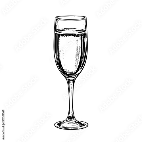 Elegant champagne flute showcasing bubbles and reflections, perfect for celebratory occasions and product design inspiration