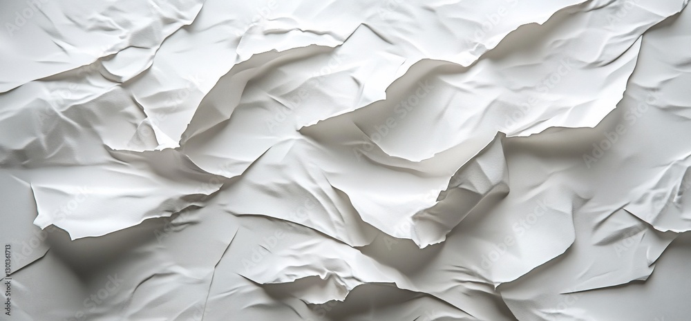 Obraz premium White crumpled paper texture, abstract background, design element