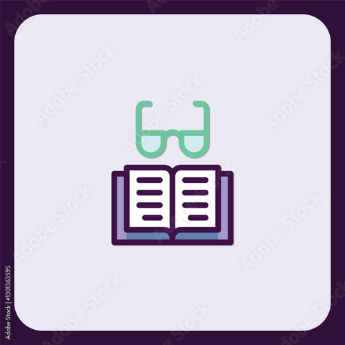 Open Book with Eyeglasses Icon: Knowledge, Wisdom, and Learning Symbol