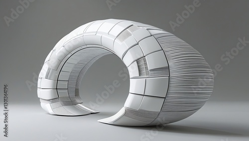 Sleek White Architectural Form with Dynamic Curves photo