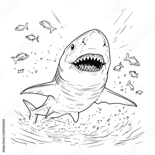 shark coloring book page design