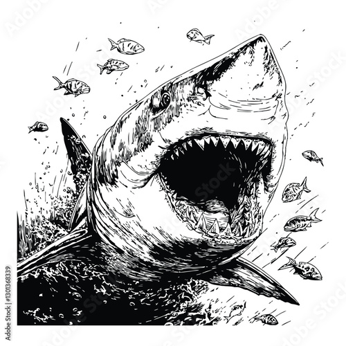 shark coloring book page design