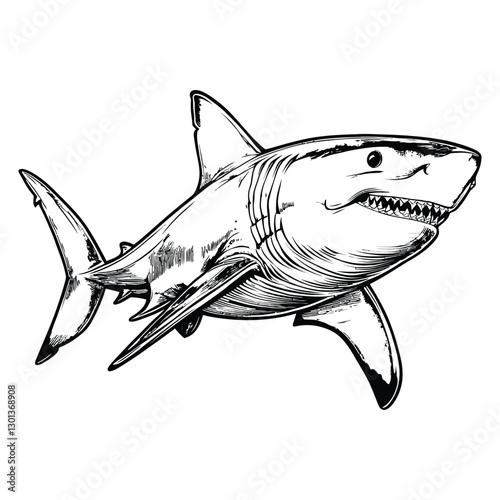 shark coloring book page design