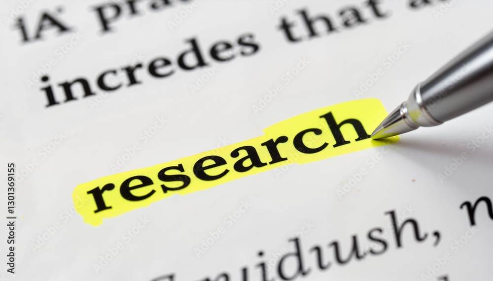 Highlighted research in medical journal, symbolizing knowledge pursuit Highlighted research in medical journal, symbolizing knowledge pursuit
