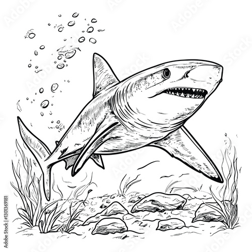 shark coloring book page design