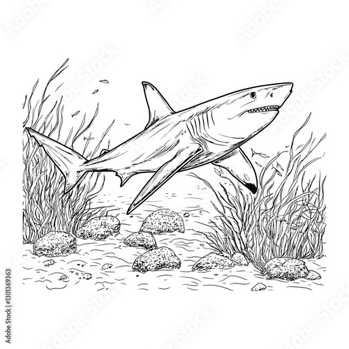 shark coloring book page design