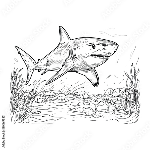 shark coloring book page design