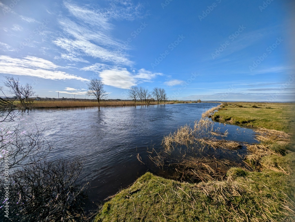 Beautiful landscape scenery, Cregg river Galway, Ireland, nature background,