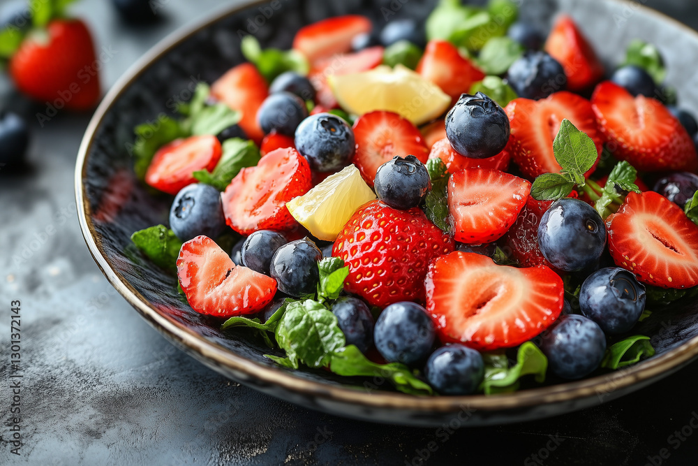 A Vibrant Mixed Berry Salad with Blueberries, Strawberries, Raspberries, and Juicy Blackberries for Ultimate Refreshment A Vibrant Mixed Berry Salad with Blueberries, Strawberries, Raspberries, and Juicy Blackberries for Ultimate Refreshment