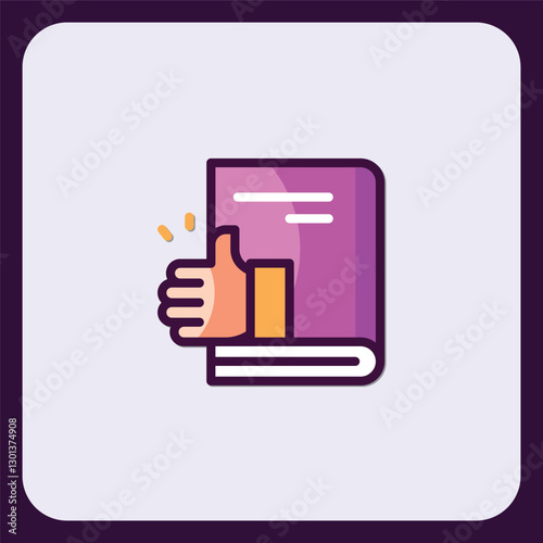 Thumbs Up Book Icon: Positive Reading Experience Illustration