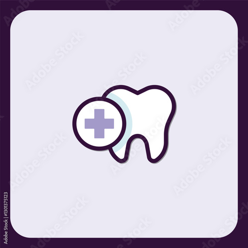 Dental Care Icon: Tooth with Medical Cross Symbol, Healthcare and Wellness