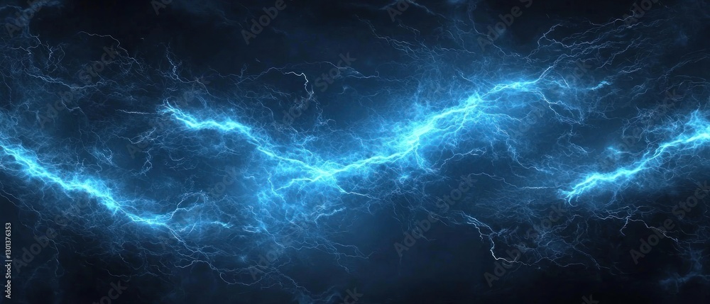 Fototapeta premium Abstract Blue Electric Lightning Bolts Background Wallpaper